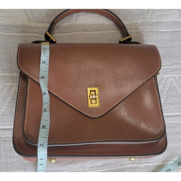 Structured Satchel Crossbody Bag Brown Faux/Vegan Leather - Picture 7 of 9